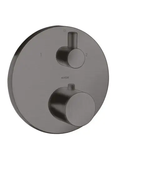 Thermostat zur Unterputzmontage mit zwei regulierbaren Ventilen in brushed black chrome, gefertigt von AXOR. 
